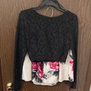 Windsor Black lace top and floral skirt